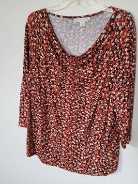 Emaline Cowl Neck 3/4 length sleeve blouse plus size 1X